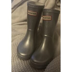 Hunter Kids Original First Classic Metal Boot Toddler size 7 Silver Rainboots